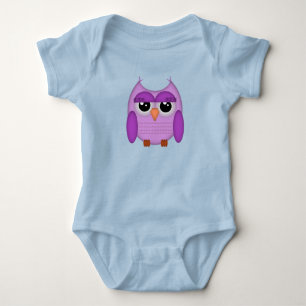 Owl Cute Big Eyes Purple Bird Cartoon Animal Baby Bodysuit