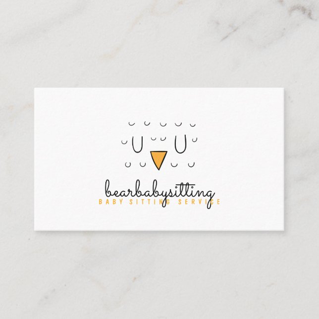 Owl Cute Bird Face Animal Baby Sitter Business Card (Front)