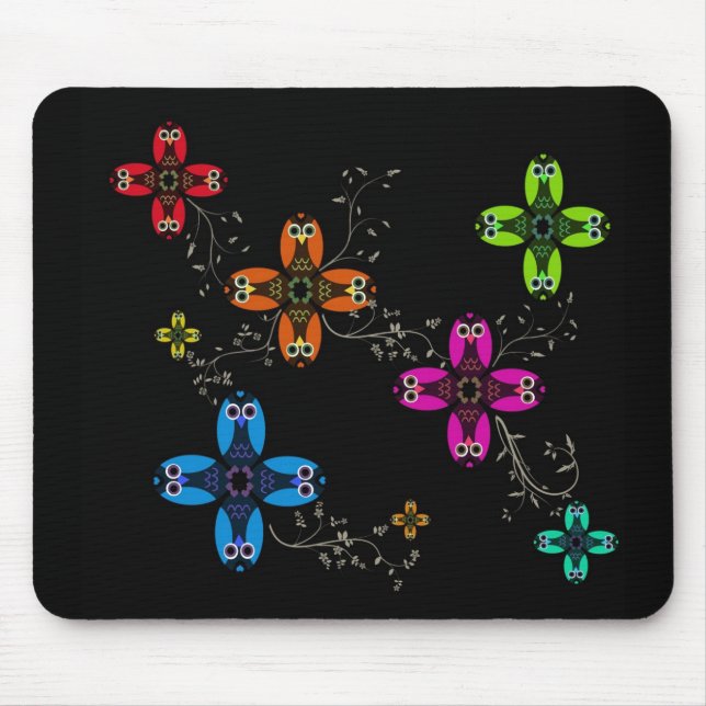 Owl Daisies Mouse Pad (Front)