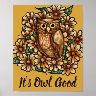 Owl daisies poster