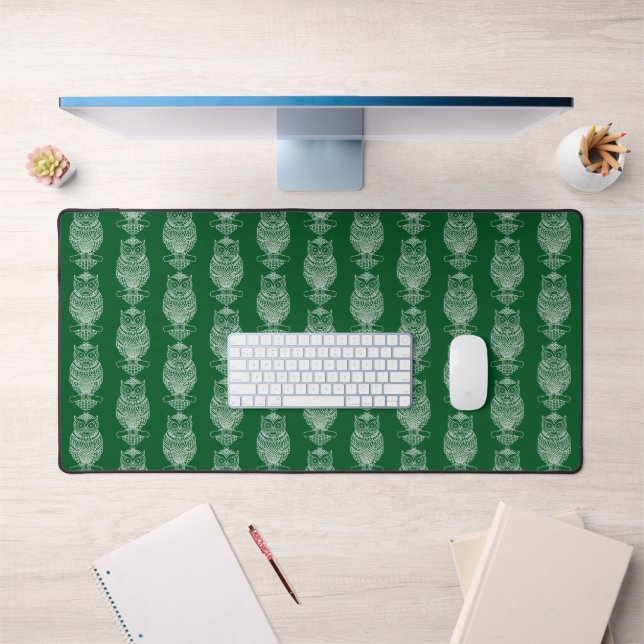 Owl (dark green) - Desk Mat (Office 1)