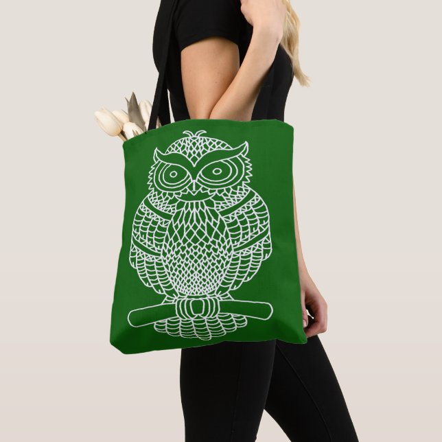 Owl (dark green) - Tote Bag (Close Up)