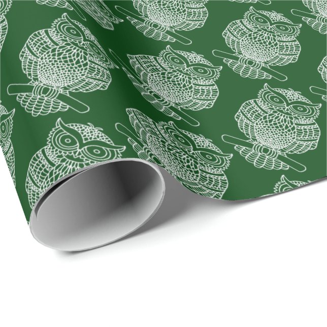Owl (dark green) - Wrapping Paper (Roll Corner)