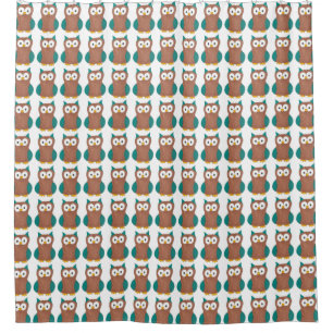 Owl Decor Brown Cartoon Owls Bird Shower Curtain