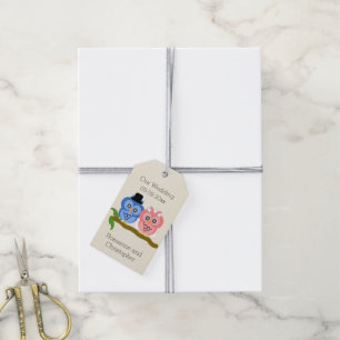 Owl Design Champagne Coloured Wedding Thank You Gift Tags