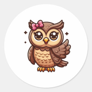 Owl design classic round sticker