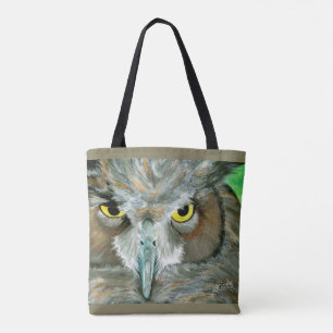 Owl Design: Double-Sided (Teal/Taupe) Tote Bag