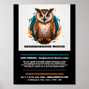 Owl Design, Neighborhood Community Watch Advert  Poster