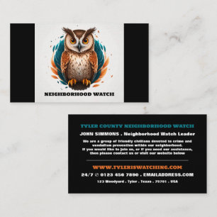 Owl Design, Neighborhood Community Watch  Business Card
