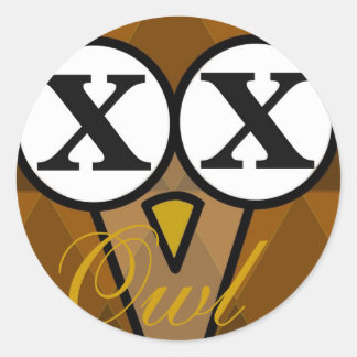 Owl diamond round stickers