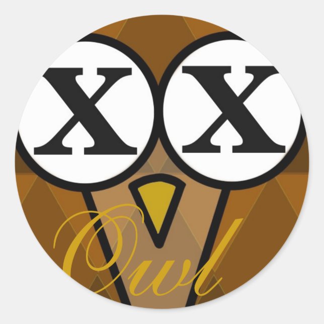 Owl diamond round stickers (Front)