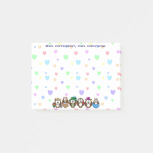 owl different - owl identical post-it notes