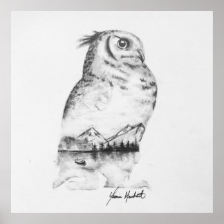 Owl drawing art print