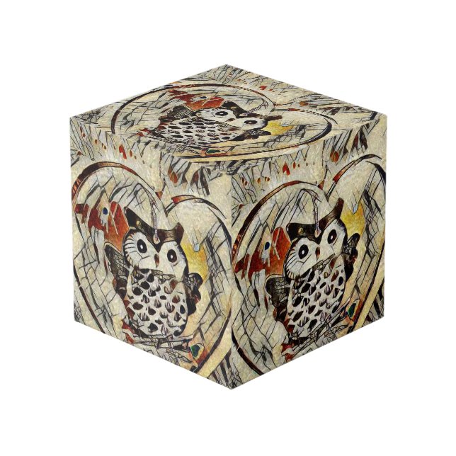 Owl drawing cube (Front Angled)