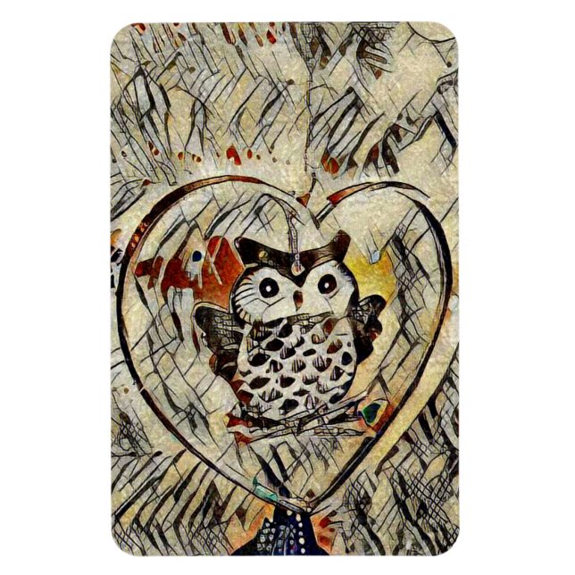 Owl drawing magnet (Vertical)