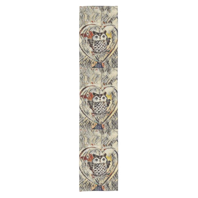 Owl drawing short table runner (Front)
