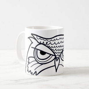 Owl Hand Drawn Cute Funny  White/Steel Travel 14oz Mug a901t 