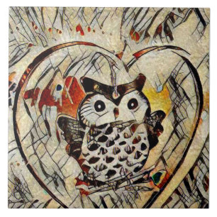Owl drawing tile