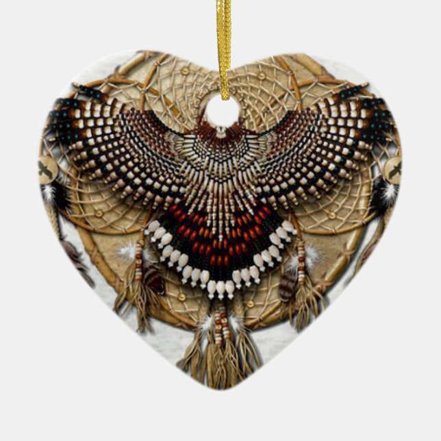 Owl Dream Catcher Ceramic Tree Decoration (Front)