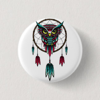 Owl dreamcatcher. 3 cm round badge