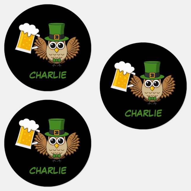 Owl Drinking Beer St Patrick's Day | Personalise (Group)