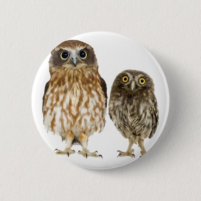 Owl Duo 6 Cm Round Badge (Front)