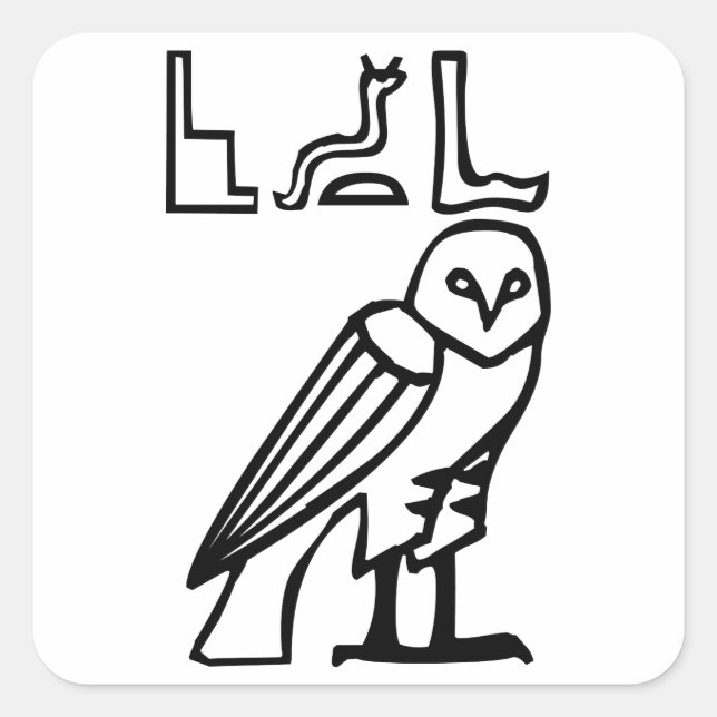 Owl, Egyptian hieroglyph Square Sticker (Front)