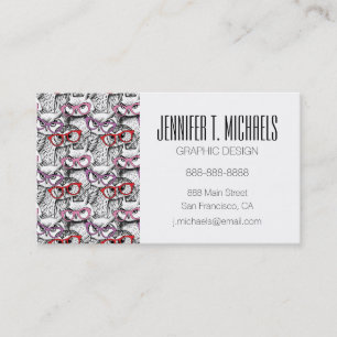 Owl Eyeglasses Pattern Add Your Name Business Card