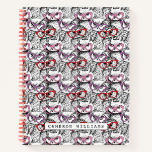 Owl Eyeglasses Pattern   Add Your Name Notebook