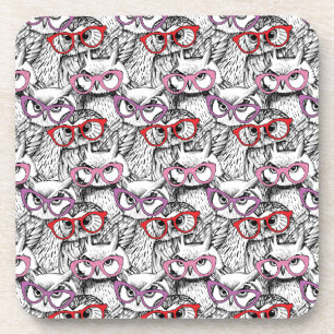 Owl Eyeglasses Pattern Coaster
