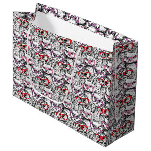 Owl Eyeglasses Pattern Large Gift Bag