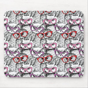 Owl Eyeglasses Pattern Mouse Mat
