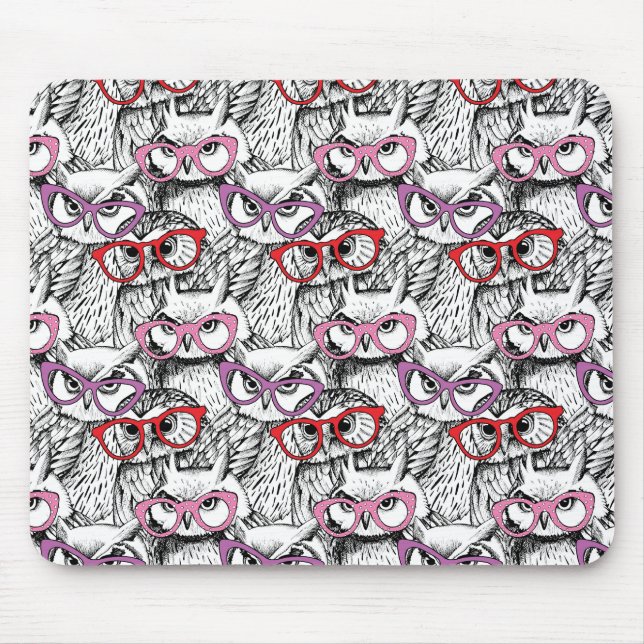 Owl Eyeglasses Pattern Mouse Mat (Front)