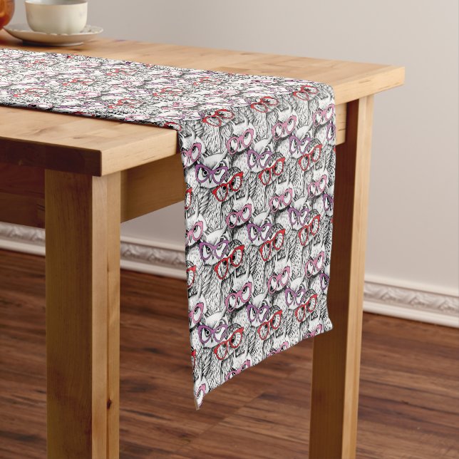 Owl Eyeglasses Pattern Short Table Runner (In Situ)