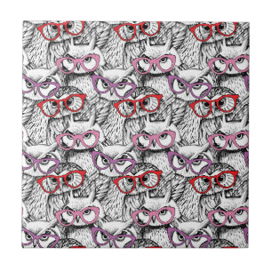 Owl Eyeglasses Pattern Tile