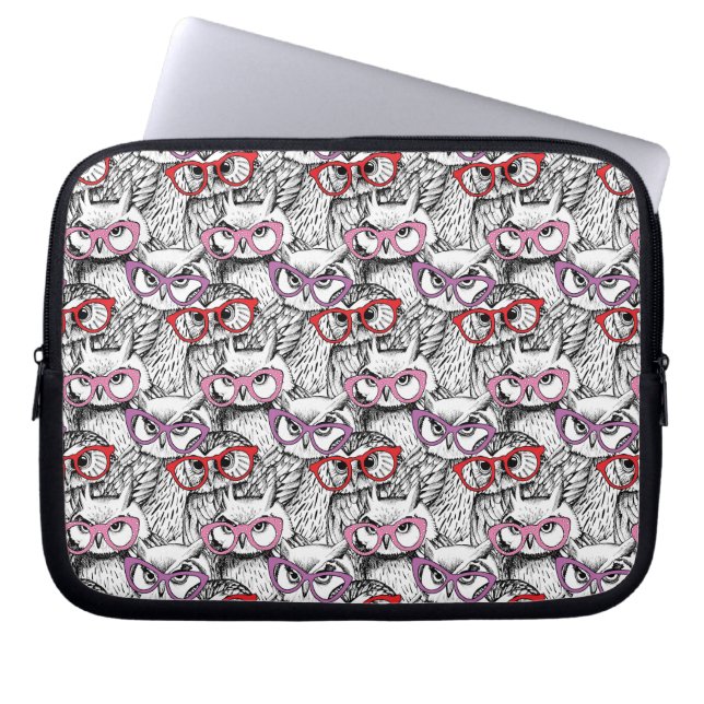 Owl Eyglasses Pattern Laptop Sleeve (Front)