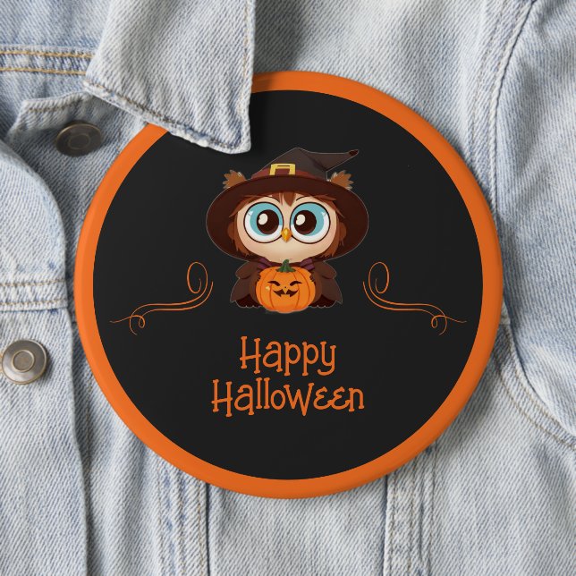 Owl/Fall/Autumn/Halloween/pumpkin 6 Cm Round Badge (In Situ)
