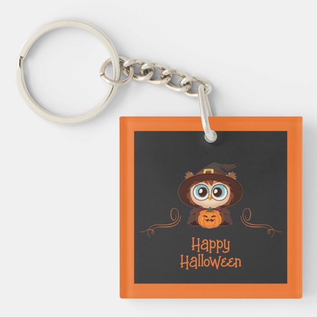 Owl/Fall/Autumn/Halloween/pumpkin Key Ring (Front)