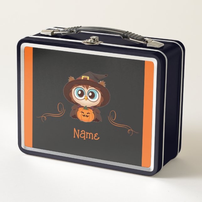 Owl/Fall/Autumn/Halloween/pumpkin Metal Lunch Box (Front)