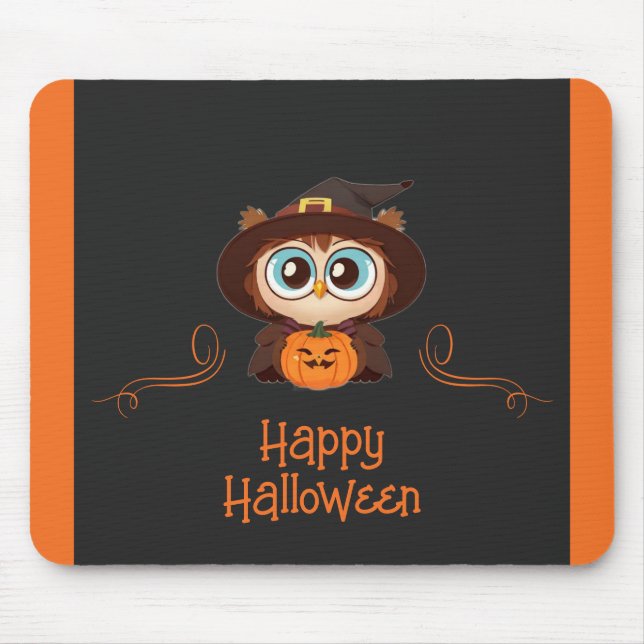 Owl/Fall/Autumn/Halloween/pumpkin Mouse Mat (Front)