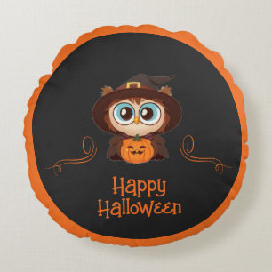 Owl/Fall/Autumn/Halloween/pumpkin Round Cushion