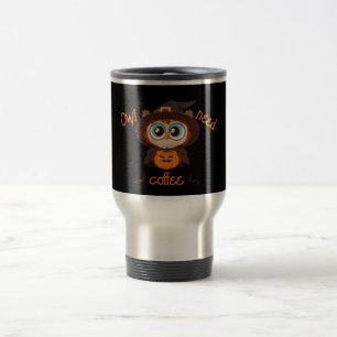 Owl/Fall/Autumn/Halloween/pumpkin Travel Mug