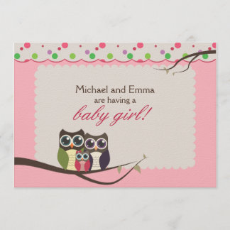Owl Family Baby Shower for Girl Invitation