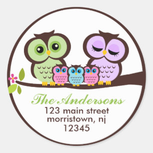 Owl Family Classic Round Sticker