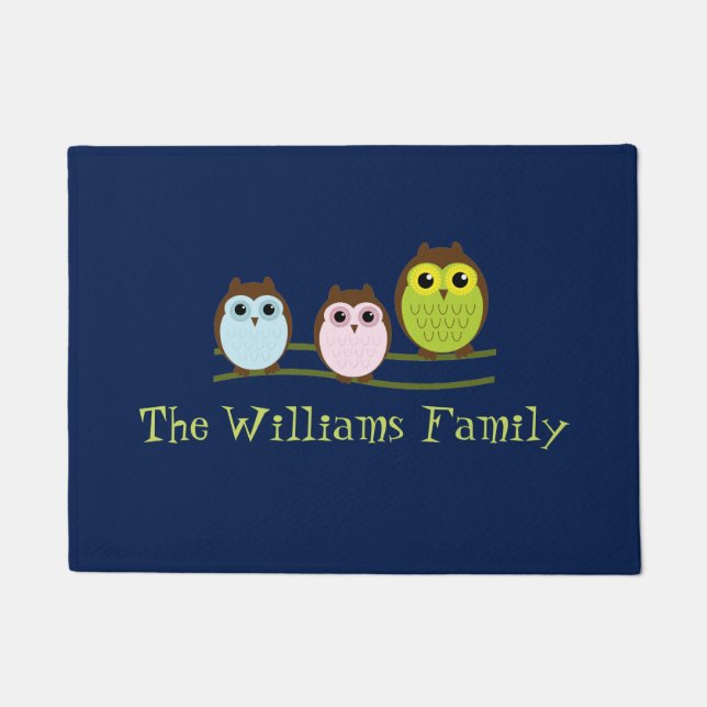 Owl Family Door Mat (Front)