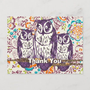 Owl Family Thanks You Very Much Postcard