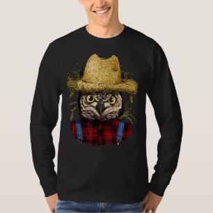 Owl Farmer Farming Agriculture Rancher Bird Animal T-Shirt