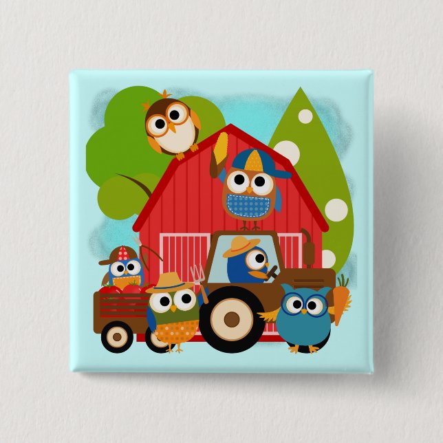 Owl Farmers 15 Cm Square Badge (Front)