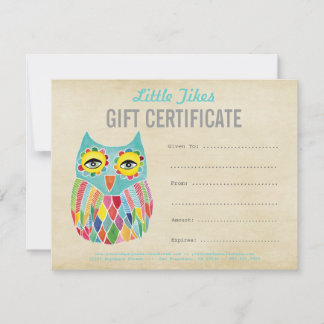 Owl Fashion Business Gift Certificate Template