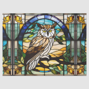 Owl Faux Stained Glass for Decoupage Craft Tissue  Paper